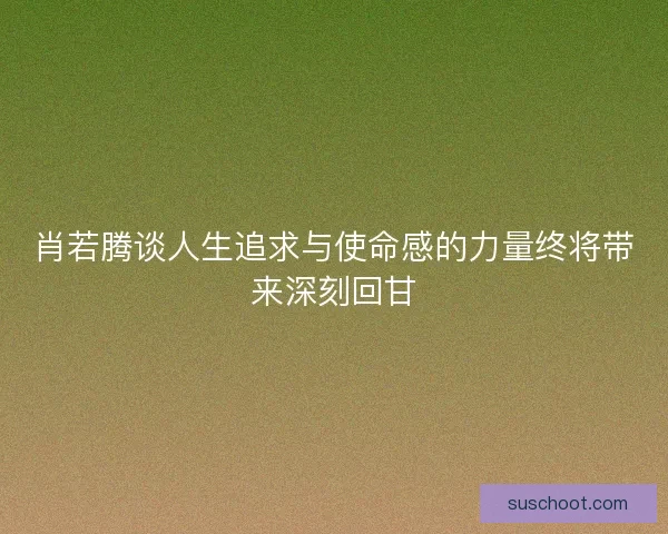 肖若腾谈人生追求与使命感的力量终将带来深刻回甘